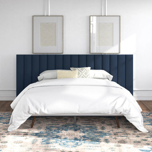 Contemporary Angular Platform Bed with Extended Headboard Panel image 0